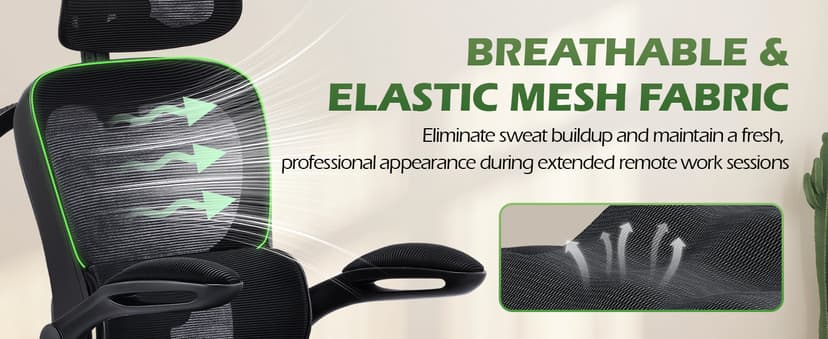 AreShark Office Chair Ergonomic Desk Chairs with Adjustable Lumbar Support& Headrest Hanger, High Back Breathable Mesh Chair with Wheels, Rolling Swivel Comfy Task Computer Chair for Home Work Gaming