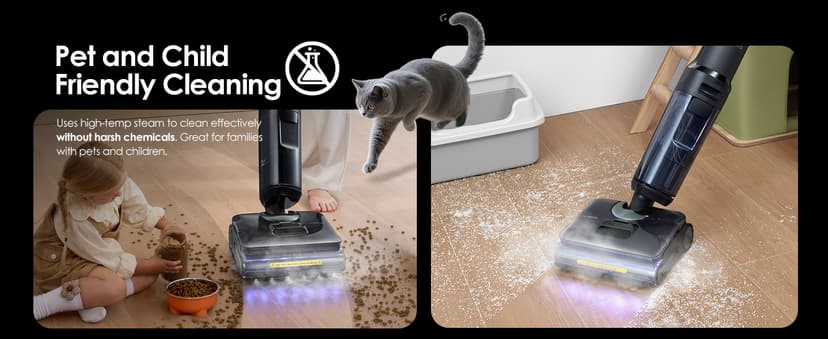 Tineco Floor One S7 Stretch Steam Cordless Wet Dry Vacuum Steam Mop All-in-One, 320℉ HyperSteam, 180° Lay-Flat, Anti-Tangle Design, FlashDry Self-Cleaning, Up to 75 Min Runtime