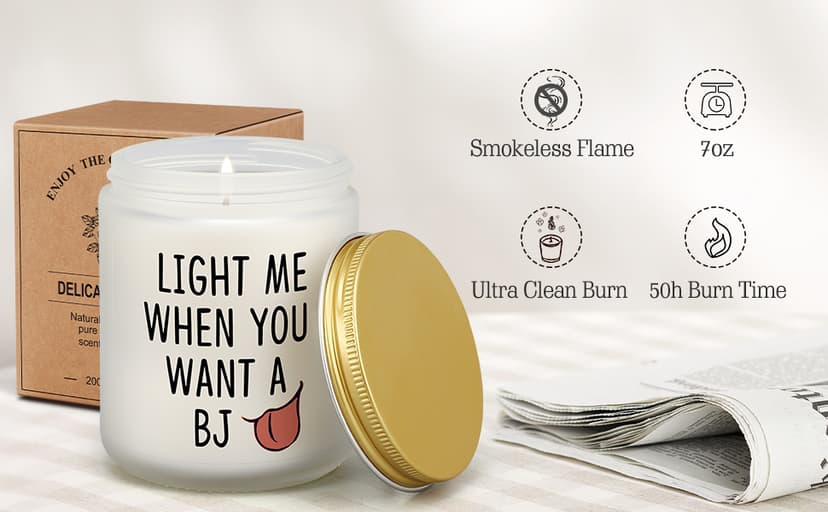 Gifts for Him - Light Me When You Want A B Candle, Funny Birthday Gifts for Men Naughty Valentines Day Engagement Anniversary Christmas Gift for Husband Boyfriend Fiance Guy