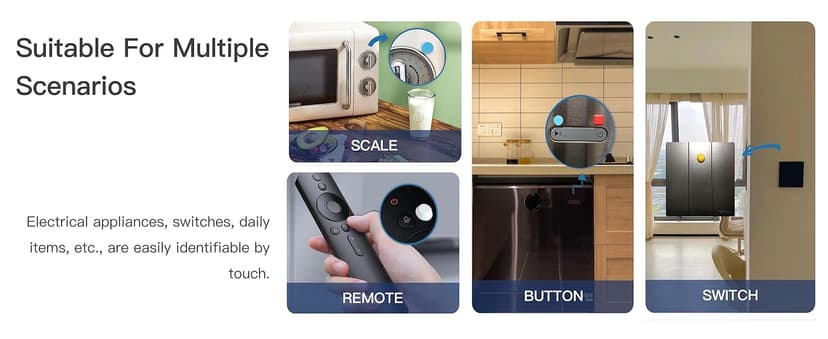 Bump Dots for Visually Impaired 165 Pcs Combo Pack(Red,Yellow,Black,White) - Low Vision Aids Braille Stickers Raised Tactile Dots for Elderly, Blind