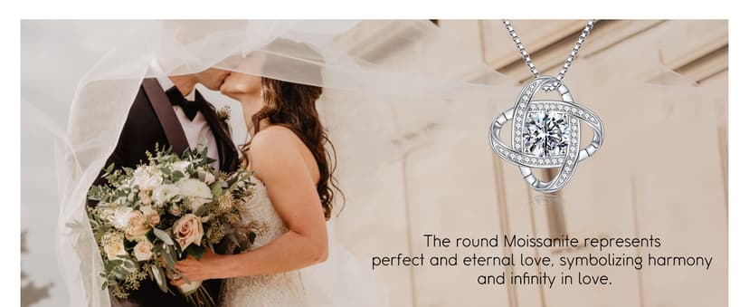 MOOSEA Love Knot Moissanite Necklace for Women, 1-3 ct D Color VVS1 Clarity Moissanite Pendant Necklace 925 Sterling Silver, Anniversary Birthday Gifts for Women Wife Mom Girlfriend Jewelry Gifts