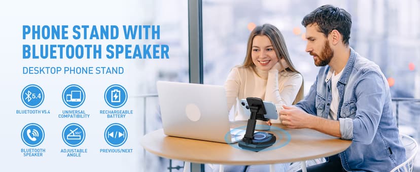 Gifts for Men, Cell Phone Stand with Wireless Bluetooth Speaker, Birthday Gifts for Mens Dad Boyfriend, Cool Gadgets for Men, Anniversary Ideas Gift, Compatible with iPhone/iPad/Samsung Galaxy