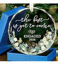 HEXMOZ Wedding Gifts for Couples 2025 - Mr and Mrs Gifts - Bridal Shower Gift, Wedding Ideas for Newly Wed, Bride, Future Mr Mrs - Just Married Glass Ornament 2025, 1st Married Couple Christmas Decor