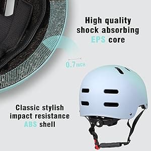 Skateboard Bike Helmet for Adults Women Men Youth Kids (2-3-5-8-14+ Years Boys Girls) - Lightweight Multi-Sport Adjustable Helmets for Bicycle Skateboard Scooter Skate Cycling