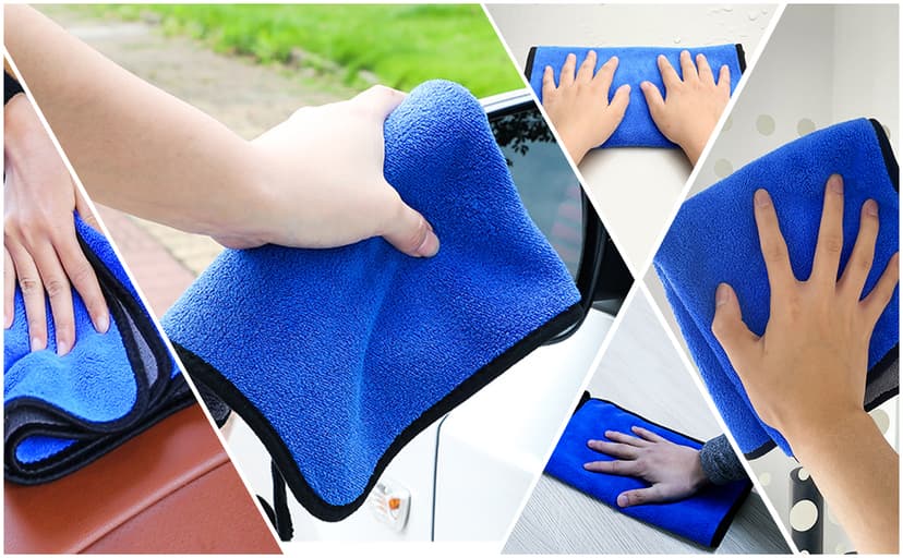 Airlab Microfiber Towels for Cars Wash Drying Thick Plush Cleaning Cloth Auto Detailing Super Absorbent for Interior & Exterior Lint Free, Streak Free, 16" X 16", 800 GSM, Pack of 4