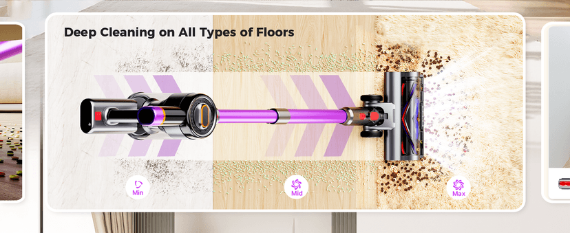 Cordless Vacuum Cleaner, 550W/45Kpa/60Mins Stick Vacuum, Anti-Tangle Vacuum Cleaners for Home with Self-Standing, LDE Display, 8-in-1 Wireless Vacuum for Carpet Pet Hair Hardfloor