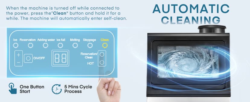 Commercial Ice Maker Machine, 100LBS/24H Freestanding & Undercounter Ice Machine with 2 Water Inlets, 40 PCS/Cycle and 24LBS Storage Bin, Stainless Steel, LED Display & Self-Cleaning for Home Bar