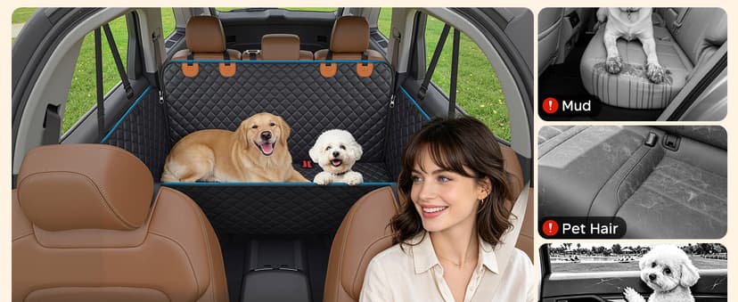 600D Oxford, Zippered Side Flaps, Scratch Resistant, Non-Slip, Easy to Install, With Seatbelt, For Sedan, SUV & Compact Truck URPOWER Dog Car Seat Cover for Back Seat, 100% Waterproof Hammock for Car B0727Y5ZD7