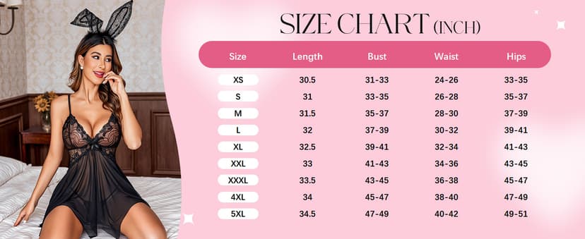 Avidlove Lingerie for Women Lace Babydoll Sleepwear Boudoir Outfits Plus Size Langeray XS-5XL B07DN9LLYP