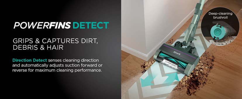 Shark Detect Ultralight Corded Stick Vacuum with Direction Detect and Self-Cleaning Brushroll, Powerful Hair Pickup, Ultra-Lightweight, Crevice & Upholstery Tool Included, Evergreen, HZ752