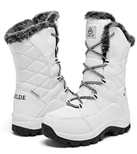EARLDE Women's Snow Boots Waterproof Winter Boots Mid-Calf Outdoor Lightweight Warm Faux Fur Lined with Non-slip Sole
