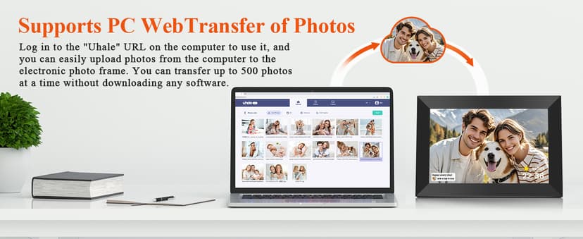 BIGASUO 10.1 Inch WiFi Digital Picture Frame, IPS HD Touch Screen Cloud Smart Photo Frames with Built-in 32GB Memory, Wall Mountable, Auto-Rotate, Share Photos Instantly from Anywhere