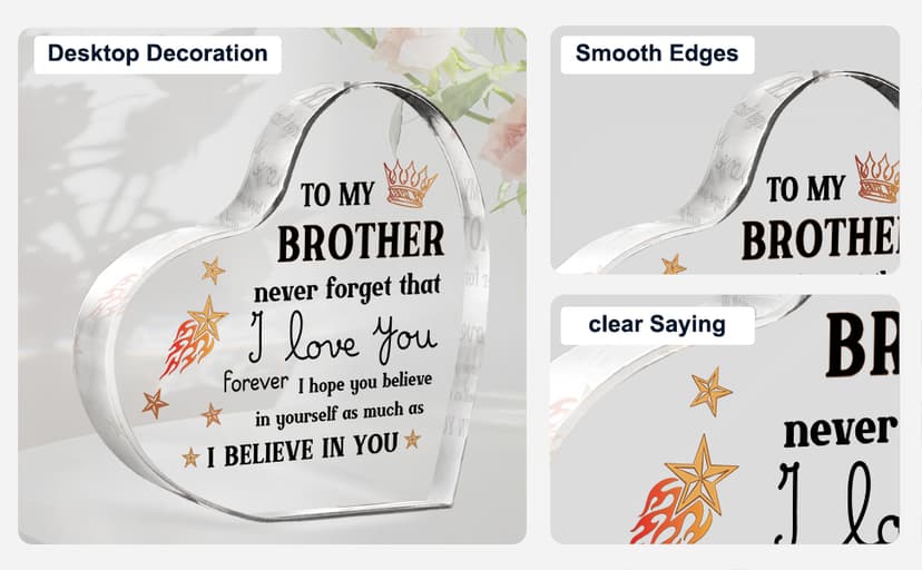 Gifts for Brother, Brother Birthday Gifts, Brothers Acrylic Keepsake, Fathers Day Birthday Christmas Gifts for Brothers from Sister, Encouraging Sign