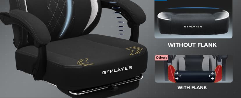 GTPLAYER Big and Tall Gaming Chair Breathable Fabric Computer Chair with Strong Lumbar Support, Comfortable Office Chairs with Pocket Spring Cushion, High Back Ergonomic Desk Chairs with Footrest