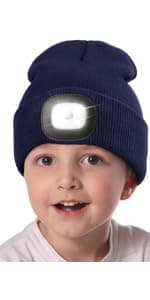 MELASA Unisex Hat with Light, USB Rechargeable Hands Free Headlamp LED Beanie, Winter Gifts for Men Dad Father Husband Him