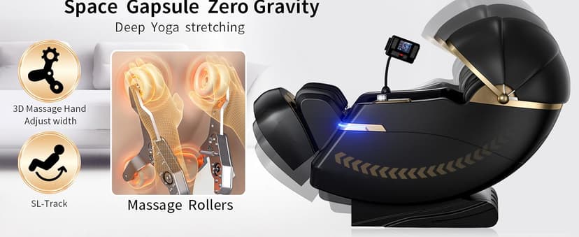 Full Body Zero Gravity Massage Chair, 51'' SL Track with 3 Levels Zero Gravity & Body Scan, 20 Auto Massage Programs, 3D Shiatsu Deep Tissue Massage, Foot Rollers, Airbag, Heating, Yoga Stretch