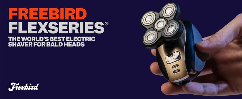 FlexSeries Electric Head & Body Hair Shaver - Mens Cordless Rechargeable Wet/Dry Skull Bald Head Back & Groin Waterproof Razor with Rotary Blades, Clippers, Nose Trimmer, Brush, Massager