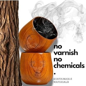 Charred Wooden Whiskey Glass Gift Set of 1 – Jujube Wood Bourbon Drinking Cup, Handmade Whiskey Tumbler with Coaster, Ice Mold & Book, Gift for Whiskey Lovers (10oz) B0H1JQVT46