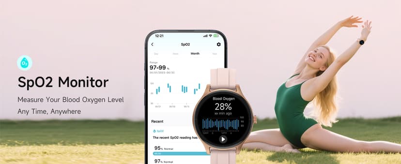 Smart Watches for Women (2 Bands), 1.27" Round Fitness Watch for Android iPhone with Bluetooth Calls (Make/Answer), AI Voice Command, Heart Rate/SpO2/Sleep Monitor, 12 Days Battery, IP68 Waterproof