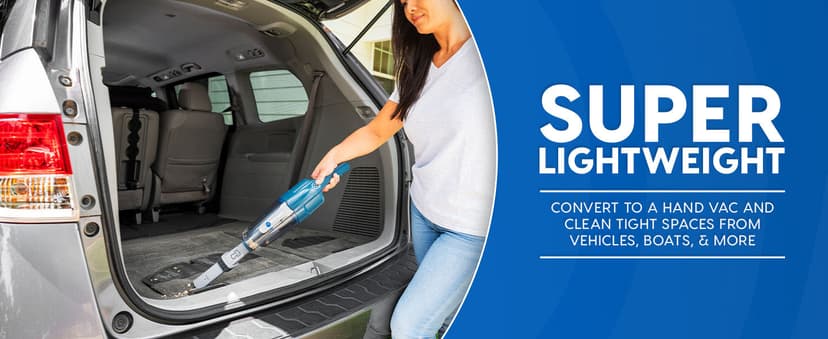 Vacmaster Portable 10.8V 2-in-1 Cordless Stick Lightweight Vacuum Cleaner with 2-Speed Power Control and LED Headlight for Hardwood Floor, Carpet & Pet Hair, Blue
