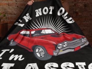 Old Man Gifts Im Not Old Im Classic Blanket for Men - Fathers Day Blanket Best Gifts for Elderly Grandpa Birthday - Dad Retirement Blankets Classic Car Gift for Men Over The Hill Throw Blanket 50"x60" B0GK78LNNZ