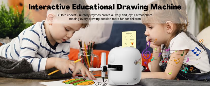 RIVGOT Drawing Robot for Kids with 150 Cards, Voice Interactive Educational Drawing Machine, Montessori Painting Learning Toys for 3 4 5 6 7 8 Year Old Boys Girls Birthday Party B0DPC68W8D