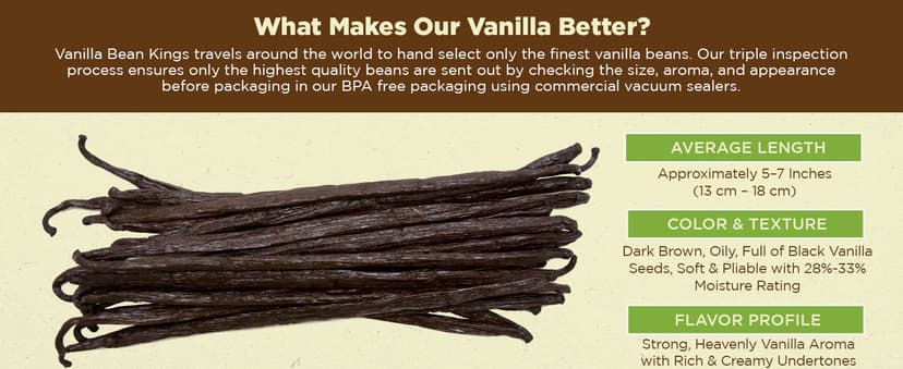 50 Organic Madagascar Vanilla Beans. Whole Grade A Vanilla Pods for Vanilla Extract and Baking B00PMUNF5A