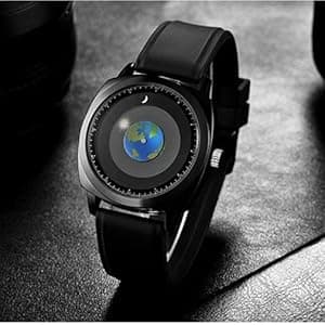 MINILUJIA Waterproof World Map Watches for Men Classic Earth Globe Moon Sun Rotating Eye-catching Cool Unique Mens Watches