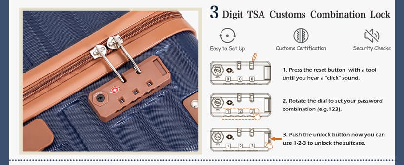 Cosbarn Luggage Sets 5 Piece with TSA Lock Spinner Wheels, Unisex Hard Case ABS Suitcase Set, Hardshell Lightweight Waterproof Travel Hardside Suitcases with Wheels for Women Men, Dark Blue