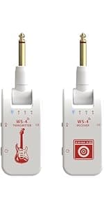 Wireless Guitar System 2.4 GHz with 8 Channels Rechargeable Audio Wireless Guitar Transmitter Receiver for Electric Guitar Bass Electric Wind Instruments,48K/16bit Real-time Transmissio (Black)