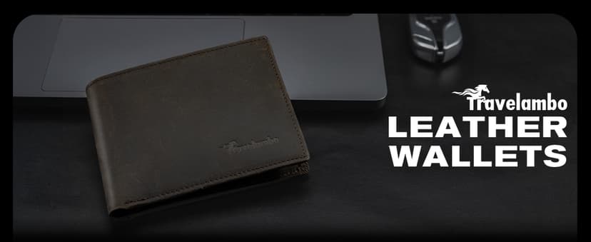 Travelambo Genuine Leather Wallet for Men with Gift Box - Handmade Bifold Stylish - Mens Wallets Rfid Blocking with 2 ID Windows