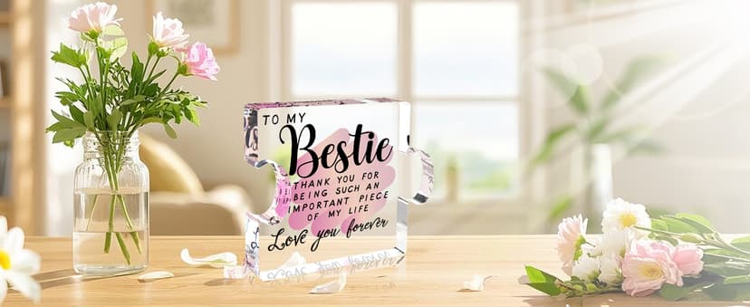 Best Friend Birthday Gifts for Women, Friendship Gifts for Women, Bestie Acrylic Puzzle Plaque Keepsake for Soul Sister Female Bestfriend Work Besties Birthdays, Graduation Gift for Her