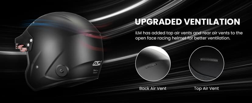 ILM Snell SA2025 Open Face Auto Racing Helmets Lightweight Fiberglass Helmet for Men and Women Model R95