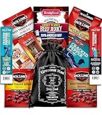 Beef Jerky Gift Baskets For Men - Meat And Cheese Gift Baskets, Birthday Gifts For Men Who Have Everything With Beef Jerky Variety Pack - Gifts For Dad & Care Package