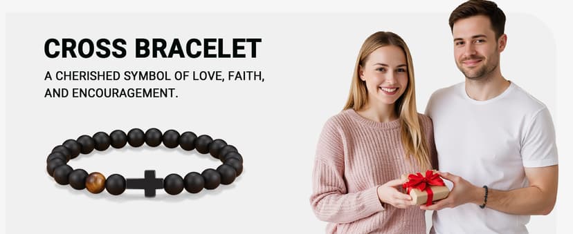 To Mens Gifts Cross Bracelet for Son, Grandson, Dad, Husband, Godfather, Men - Birthday Graduation Retirement Christmas Christian Gift for Teens Men