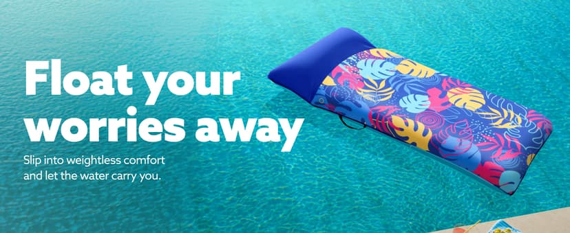 SLOOSH Inflatable Pool Floats Raft - XL Fabric Covered Pool Mat Lounger Floaties for Adults, Ultra Comfort Inflatable Water Float with Headrest for Beach Lake Swimming Pool Floating 68"X34" (Blue)