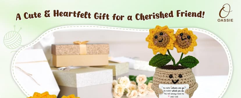 Friendship Gifts For Women, Friend Gift Ideas, Emotional Support, Sunflower Decor, Handmade Keepsake, Soft Yarn Texture OASSIE Best Friend Birthday Gifts for Women - Positive Crochet Sunflower B0FNVGXPQ1