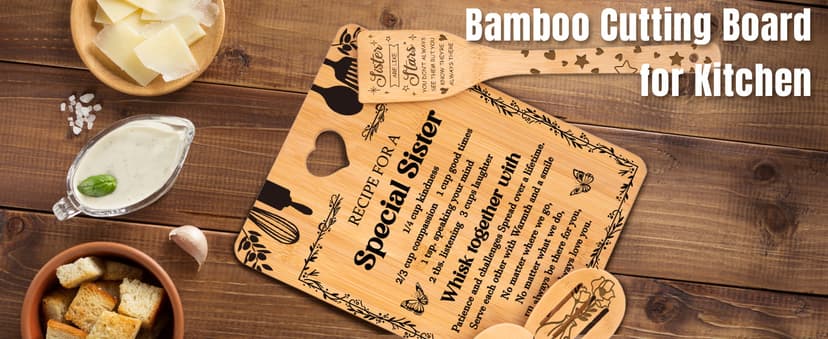 Gifts for Sister - "Recipe for a Special Sister" Sister Birthday Gifts Cutting Board Set, Bamboo-Made Engraved Utensil Set Sister Gifts, Birthday Gifts for Sister from Sister