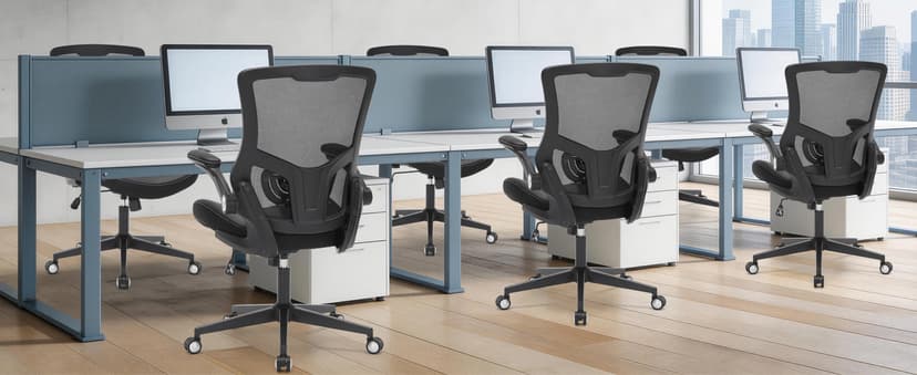 Office Chair, Ergonomic Desk Chair with Adjustable Lumbar Support, Breathable Mesh Computer Chair with Flip-up Armrests, 350lbs Comfy Swivel Task Chairs for Home Office, Black
