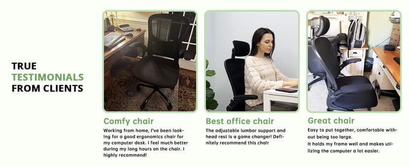 Office Chair Ergonomic Desk Chair, 330LBS Capacity, High Back Computer Chair for Long Hours Comfortable, Rolling Swivel Executive Task Chair for Home Office with Flip-up Armrests, Black
