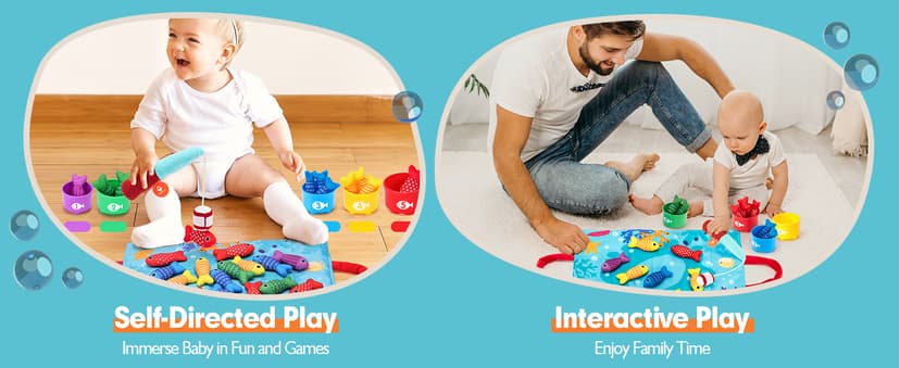 hahaland Montessori Toys for 1 Year Old - 10 in 1 Cloth Toddler Fishing Game with Stacking Cups, Baby Toy 12-18 Months One Year Old Boy Birthday Gift, Toddler Toys for 1 2 Year Old Boy Girl Gifts
