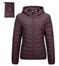 Outdoor Ventures Women's Packable Lightweight Full-Zip Puffer Jacket with Hood Quilted Winter Coat