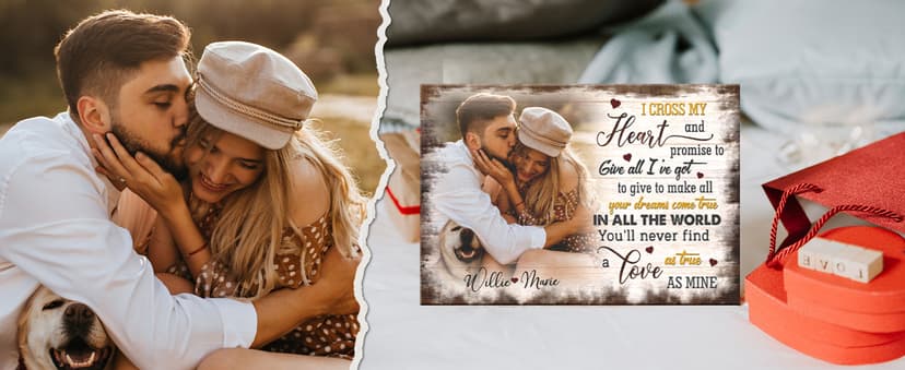 Dem Canvas Personalized Prints, Custom Photo and Name, Wedding Gifts for Couple, Anniversary Valentine Gift, Marriage Prayer Canvas, Engagement Gift (12x08)