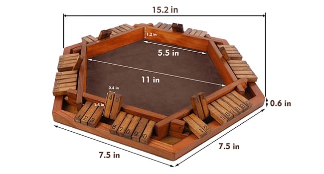 Juegoal Wooden Shut The Box Dice Game for 1-6 Players, Upgrade Tabletop Board Game with 12 Dice for Kids Adults Families, Classics Travel Portable Classroom Home Party Pub Board Game Sets