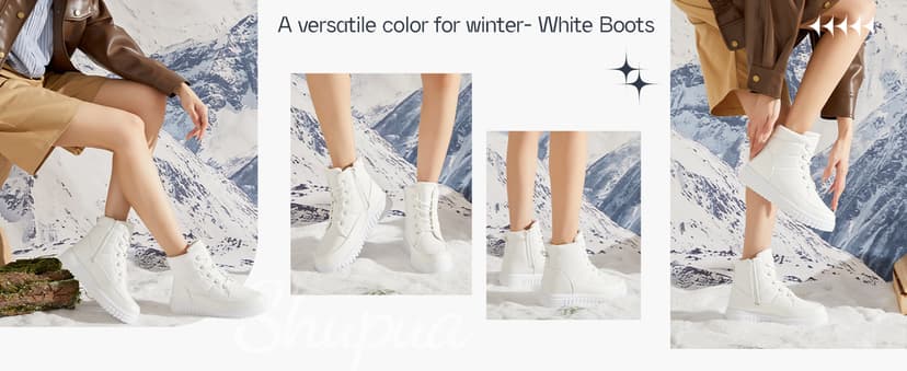 Shupua Boots for Women Winter Combat Boots Womens Ankle Boot Shoes Warm Snow Booties Hiking Sneakers with Zipper
