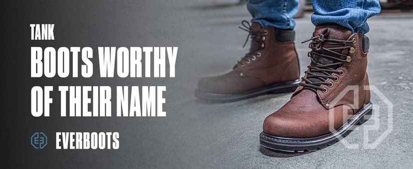 Work Boots for Men Soft Toe – 6inch Leather Boots for Construction Rubber Sole Working botas de trabajo para hombre, “Tank” Workboots