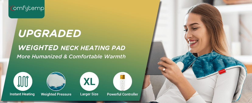 Comfytemp Heating Pad for Neck and Shoulders and Back, 2.6lb Weighted Electric Heat Pad for Pain Relief, Large FSA Eligible Heated Wrap, 9 Heat Settings, 11 Auto-Off, Gifts for Women Men Mom Dad