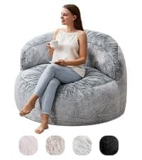 Hobestluk 3 in 1 Bean Bag Chair Giant Bean Bag Chairs for Adults with Bubble Cover Convertible Bean Bag Floor Cushion with Machine Washable Cover for Living Room (Bubble Grey)