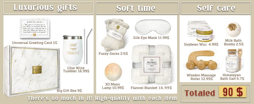 Gift Baskets for Women,11PC Care Package with Moon Lamp,Grief,Get Well Soon After Surgery,Birthday,Think of You,Thank You,Sympathy