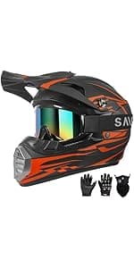 DOT Approved Youth Kids Motocross Helmet - Ultra-Lightweight Full Face Dirt Bike/ATV Helmet with Goggles, Gloves & Face Shield (4-Piece Set)